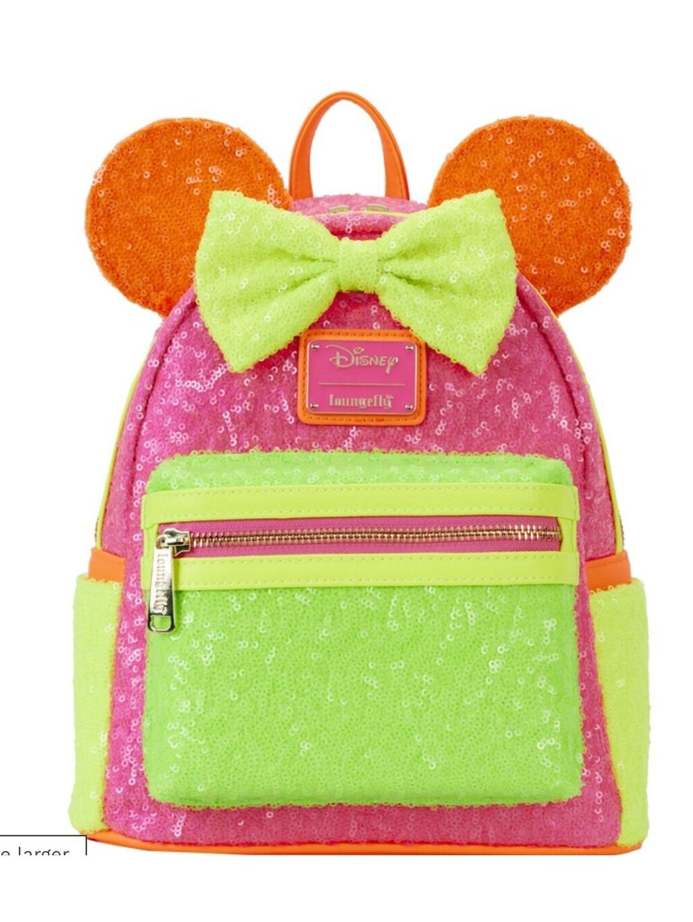Loungefly Disney Minnie Mouse Color Block Neon Sequin Mini Backpack & Cardholder